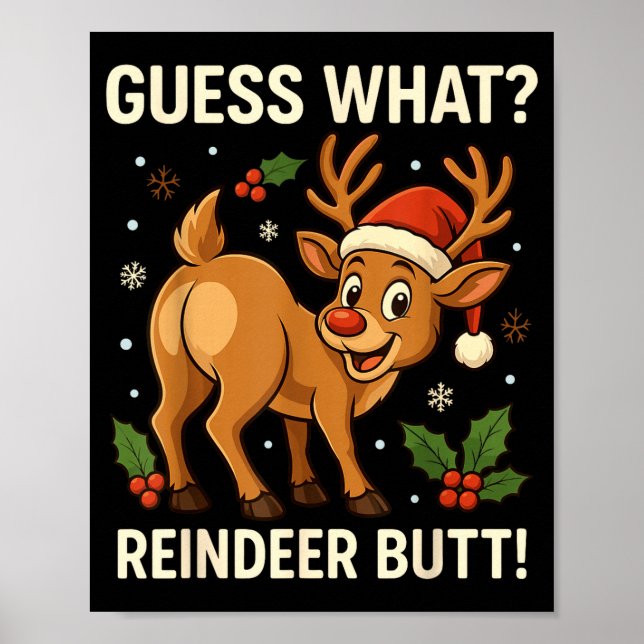 Affiche Devinez Quel Renne Fesses Drôle Noël Hommes Renne (Devant)
