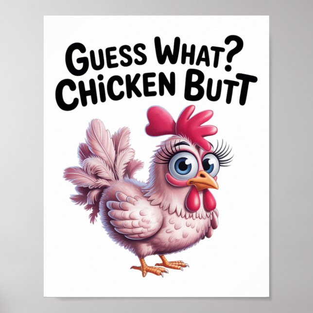 Affiche Devinez quoi cul de poulet Clic Kids Blague Design (Devant)