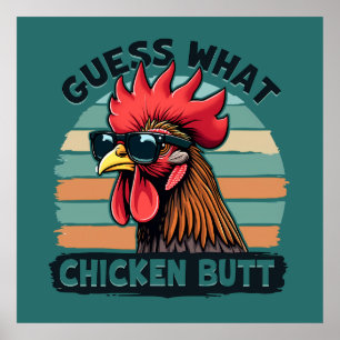 Affiche Devinez quoi Cul de Poulet Drôle Rétro Coq