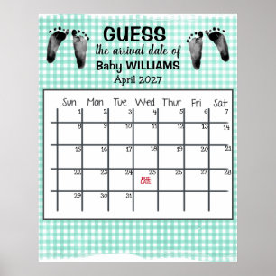 Affiche Devis Date d'échéance Calendrier Empreintes bébé