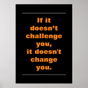 Affiche Devis Défi Motivationnel Orange Noir