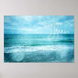 Affiche Devis Dream Beach Citations Turquoise Blue Ocean