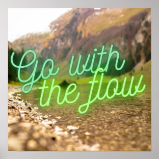 Affiche Devis motivationnel Aller avec la rivière Flow