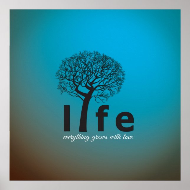 Affiche Devis turquoise Inspirational Life Tree (Devant)