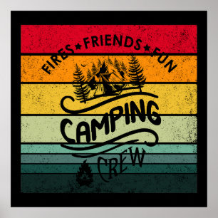 Affiche Devise drôle d'équipe de camping amis campeurs amu