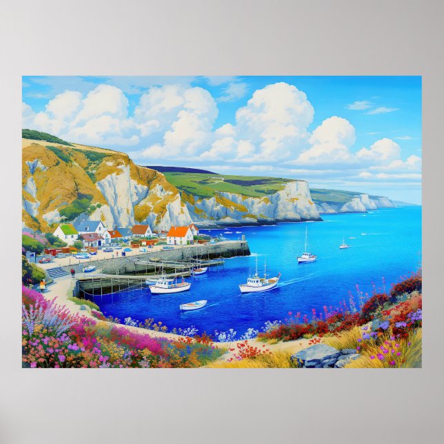 Affiche "Devon Harbour Dreamscape" - Un paysage marin angl (Devant)