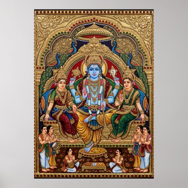 Affiche dévotionnelle de Tanjore Vishnu | Traditio (Devant)