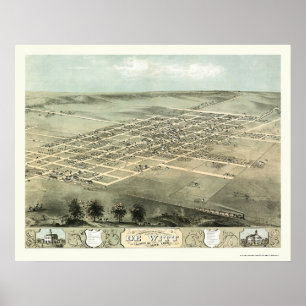 Affiche DeWitt, IA Carte panoramique - 1868