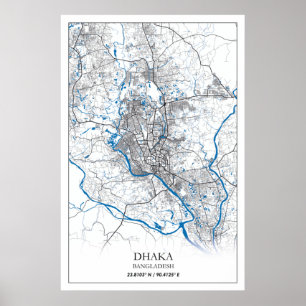 Affiche Dhaka Bangladesh City Map Voyage Simple Minimal