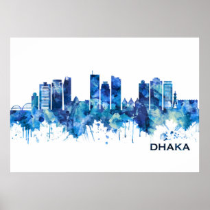 Affiche Dhaka Bleu Skyline Bangladesh
