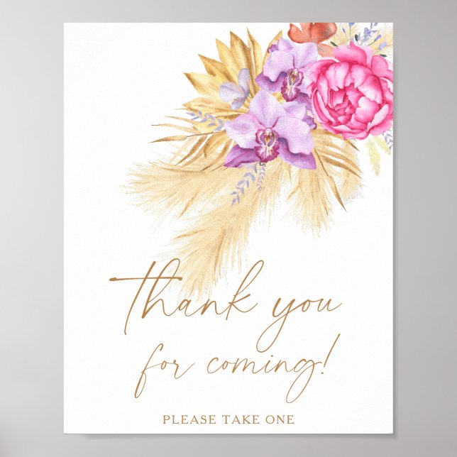 Affiche d'herbe boho de la Pampa - Merci d'être ve (Devant)