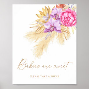 Affiche d'herbe de pampa à l'aquarelle - les bébés
