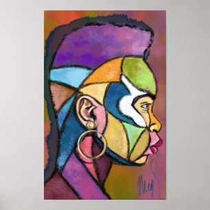 Affiche d'homme africain d'art peint