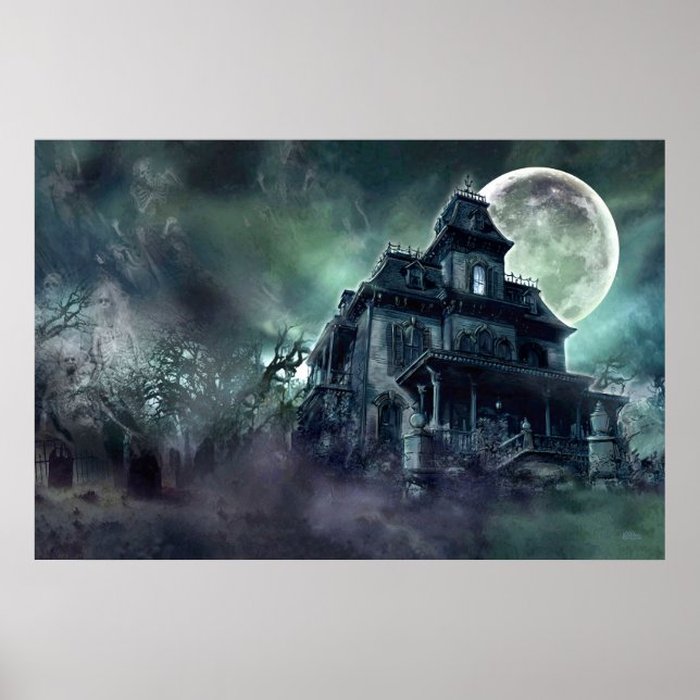 Affiche d'horreur de maison hantée – Manoir fantom (Devant)