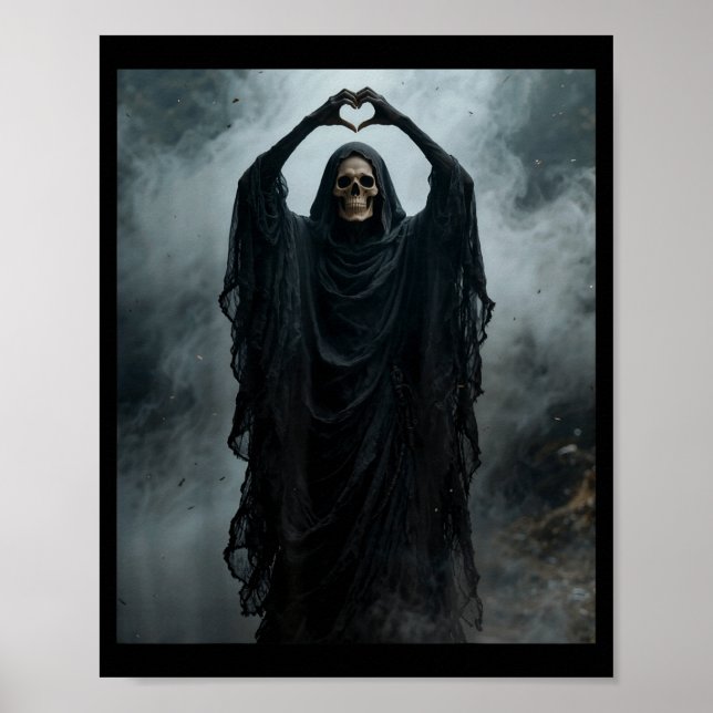 Affiche d'horreur visage effrayant mains cœur fant (Devant)