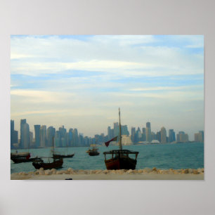 Affiche Dhows traditionnels dans le port de Doha