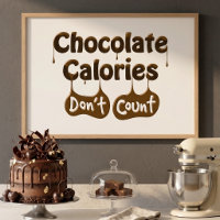 Affiche d'humour diététique sur les calories du ch