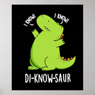 Affiche Di-know-saur Dinosaur Dinosaure Pun Dark BG