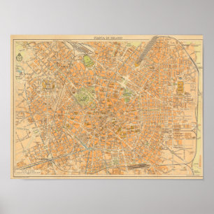 Affiche Di Milan - carte de Pianta de Milan, Italie