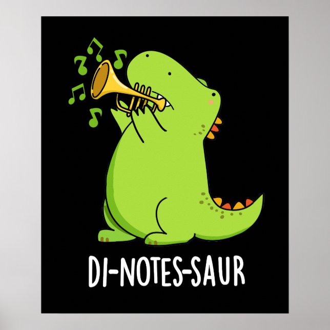 Affiche Di-notes-saur Drôle de dinosaure Punir Fond sombre (Devant)