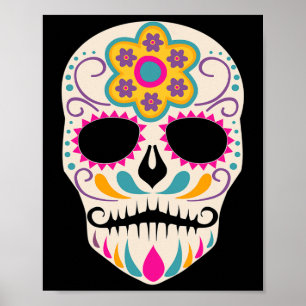 Affiche Dia De Los Muertos Crâne à sucre Espagnol Jour de