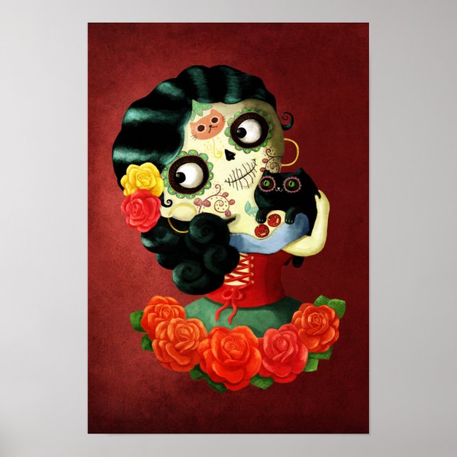 Affiche Dia de Los Muertos Lovely Mexicaine Catrina Girl (Devant)