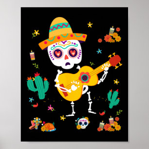Affiche Dia De Los Muertos Mexicain Skeletons Dansons Enfa