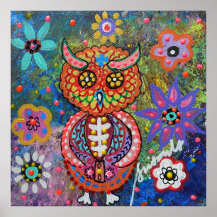 Affiche Dia de los Muertos Owl