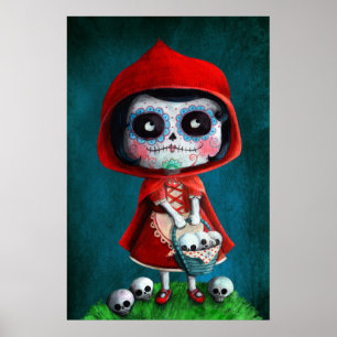 Affiche Dia de los Muertos Petit chaperon rouge