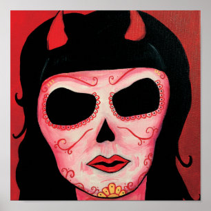 Affiche Dia de los Muertos Skeletons Satan Print