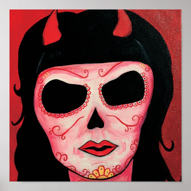 Affiche Dia de los Muertos Skeletons Satan Print (Devant)