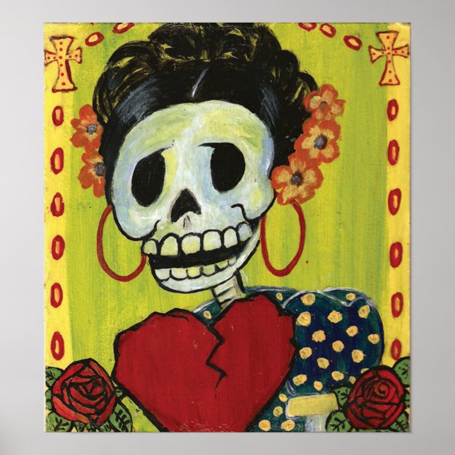 Affiche dia de los muertos squelette dame imprimer (Devant)