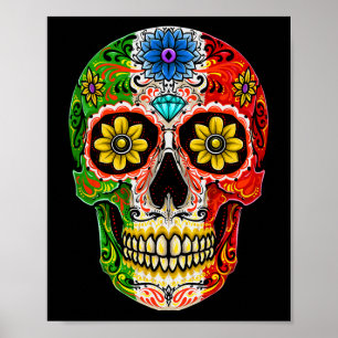 Affiche Dia De Muertos Cinco De Mayo Sugar Crâne Mexicaine