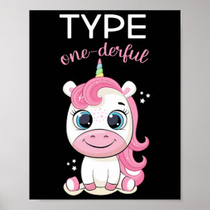 Affiche Diabète de type 1 T1d Licorne Dia de sensibilisati