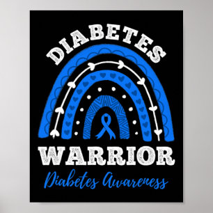 Affiche Diabète Guerrier Bleu Ruban T1d Type 1 Diabète A