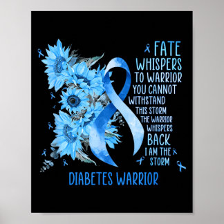 Affiche Diabète Guerrier Ruban Bleu Papillon Diabète