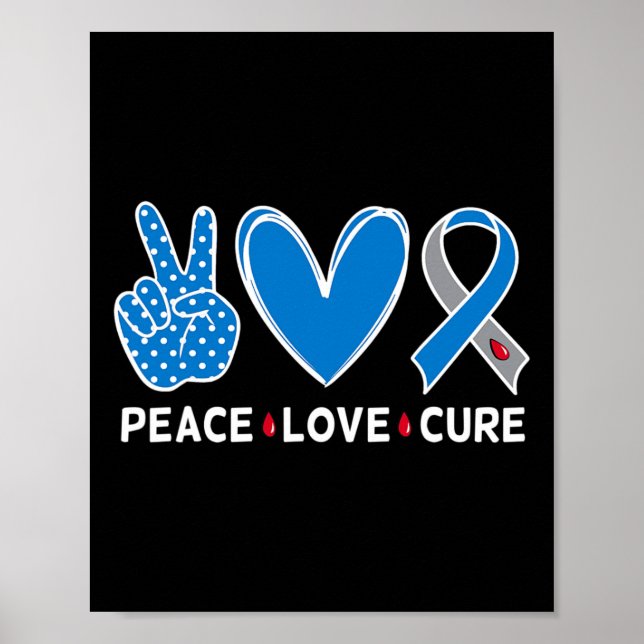 Affiche Diabète Guerrier Sensibilisation Blue Peace Love C (Devant)