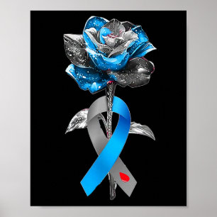 Affiche Diabète Rose Fleur Guerrier Sensibilisation Diabét