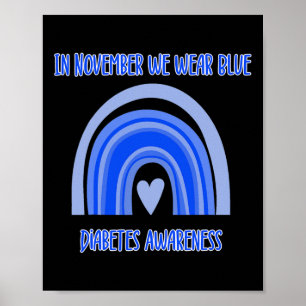 Affiche Diabète T1D Mois de sensibilisation Blue Rainbow R