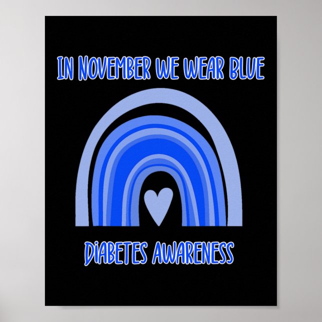 Affiche Diabète T1D Mois de sensibilisation Blue Rainbow R (Devant)