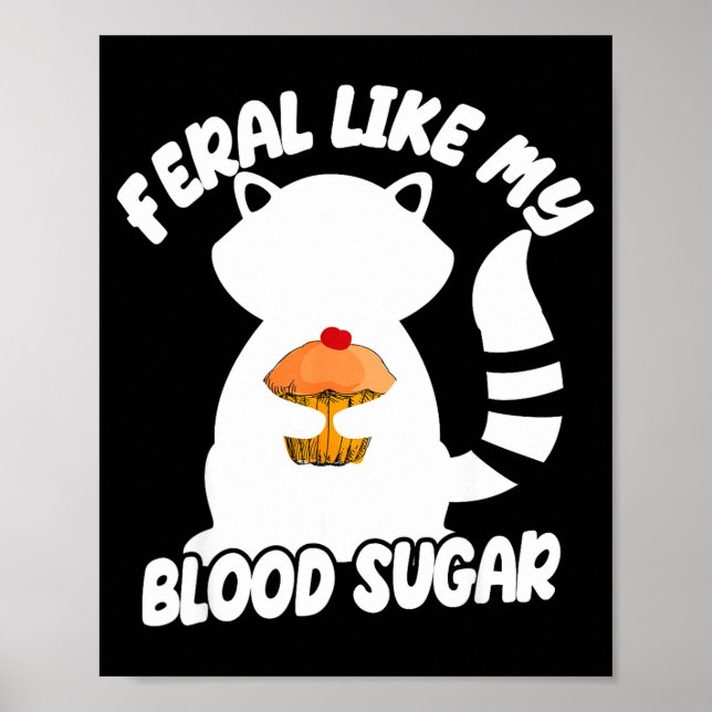 Affiche Diabetes Awareness Quote Racoon Feral Like My Bloo (Devant)