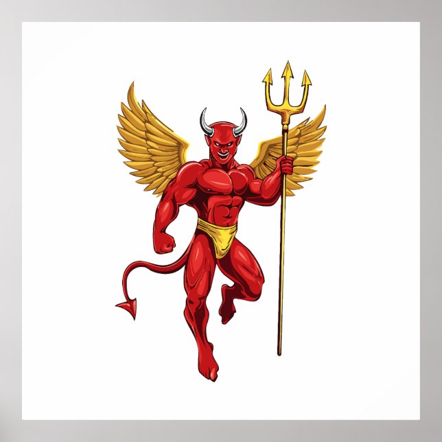 Affiche Diable avec trident (Devant)