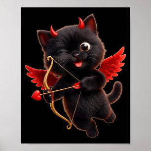 Affiche Diable Cupidon Chat Art Mignon Ange Démon Chat Drô