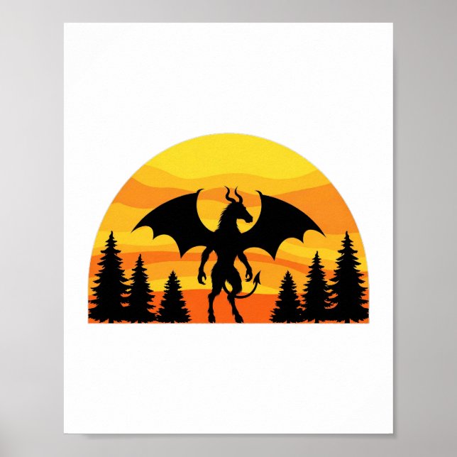 Affiche Diable de Jersey Coucher de soleil — Cryptide Vint (Devant)