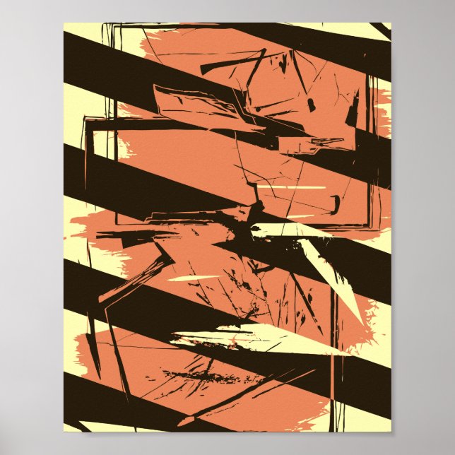 Affiche Diagonal Stripes and Fragmented Shapes (Devant)