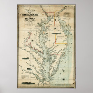 Affiche Diagramme 1852 de chesapeake et de baies de