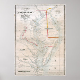 Affiche Diagramme 1852 de chesapeake et de baies de