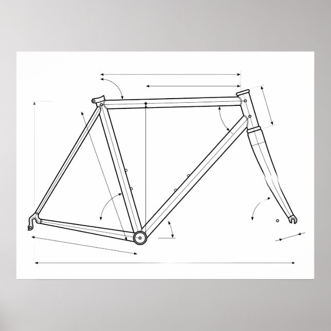Affiche Diagramme de géométrie de cadre de bicyclette  (Devant)