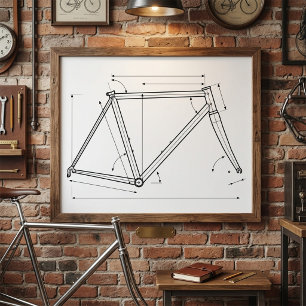 Affiche Diagramme de géométrie de cadre de bicyclette