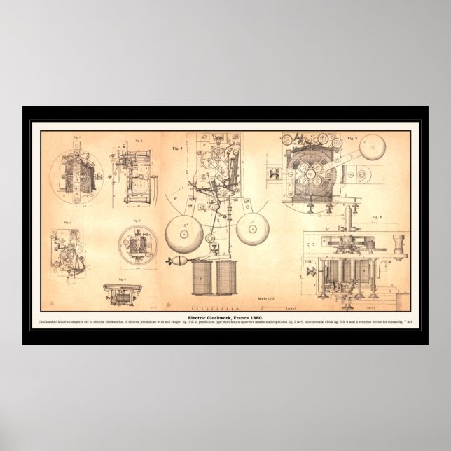 Affiche Diagramme de l'ancienne horloge (Devant)